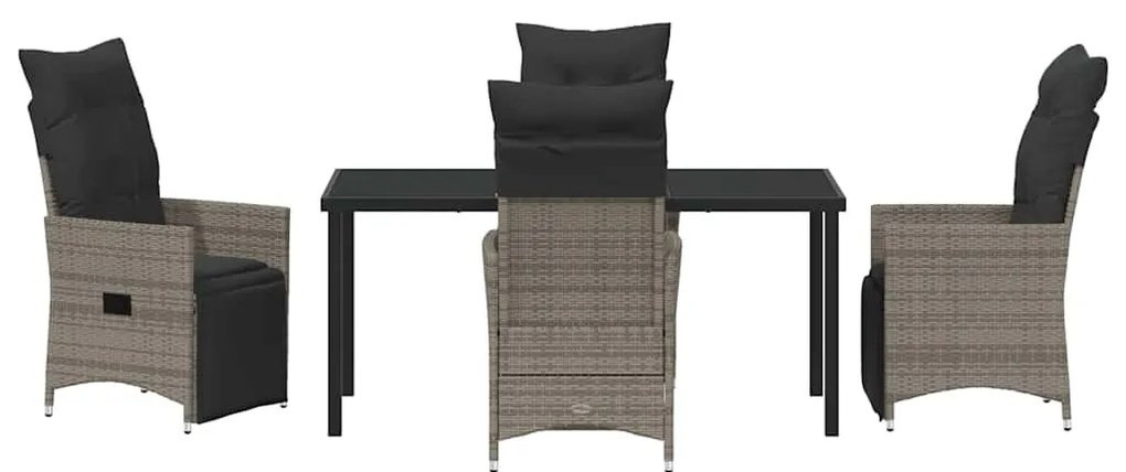 vidaXL Σέτ φαγητού για κήπο με μαξιλάρι 5 pcs Γκρι συνθετικό ρατάν