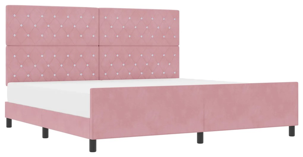vidaXL Κρεβάτι με Βελούδο Ροζ 200x200 cm