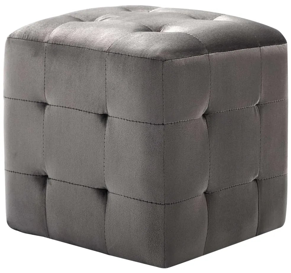 vidaXL Κομοδίνα/Σκαμπό 2 τεμ. Γκρι 30x30x30 εκ. από Βελούδινο Ύφασμα