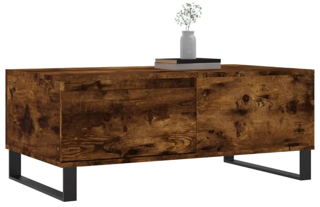 vidaXL Τραπεζάκι Σαλονιού Καπνιστή Δρυς 90x50x36,5 εκ. Επεξεργ. Ξύλο