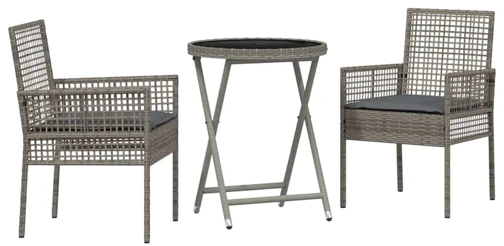 vidaXL Σετ Μπιστρό Κήπου 3 pcs Γκρι συνθετικό ρατάν