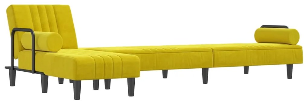 Καναπές Κρεβάτι Γωνιακός Κίτρινος 260 x 140 x 70 εκ. Βελούδινος 3157246