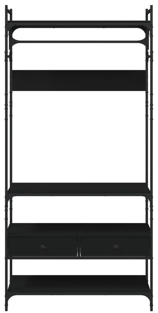 Ντουλάπα με Συρτάρια Μαύρη 89x39x184,5 εκ. Επεξεργασμένο Ξύλο - Μαύρο