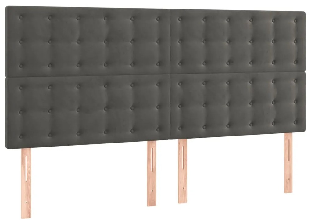 vidaXL Κεφαλάρι Κρεβατιού LED Σκούρο Γκρι 160x5x118/128 εκ. Βελούδινο