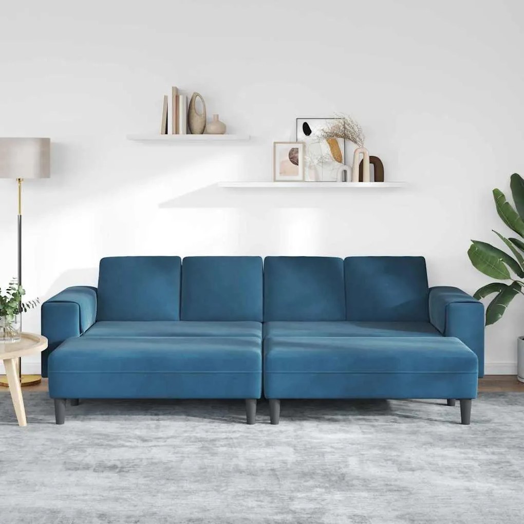 vidaXL Σετ Καναπέ 3 pcs Μπλε Βελούδο