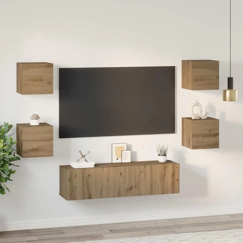 vidaXL Σετ επίπλου τηλεόρασης 6 pcs artisan δρυς 60 x 30 x 30 cm