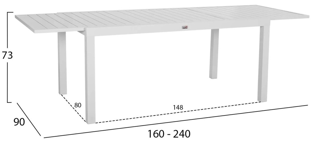 Σετ Κήπου Τραπεζαρία KRUM C21146 7 τεμ. Αλουμίνιο Λευκό 160x90x73 εκ.