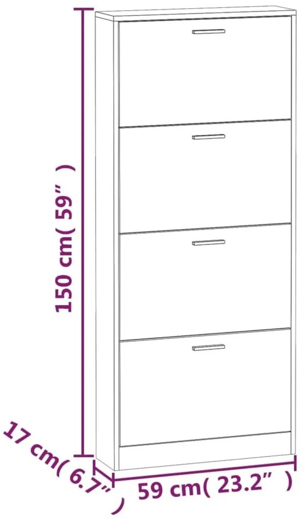 Παπουτσοθήκη Γκρι Sonoma 59x17x150 εκ. από Επεξεργασμένο Ξύλο - Γκρι