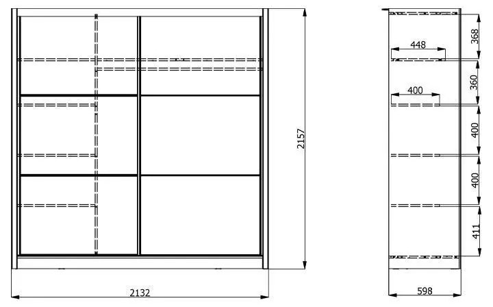 Ντουλάπα Navara 215 OG με Καθρέφτη Γκρί Δρύς 213x60x215,5 εκ. 213x60x215.5 εκ.