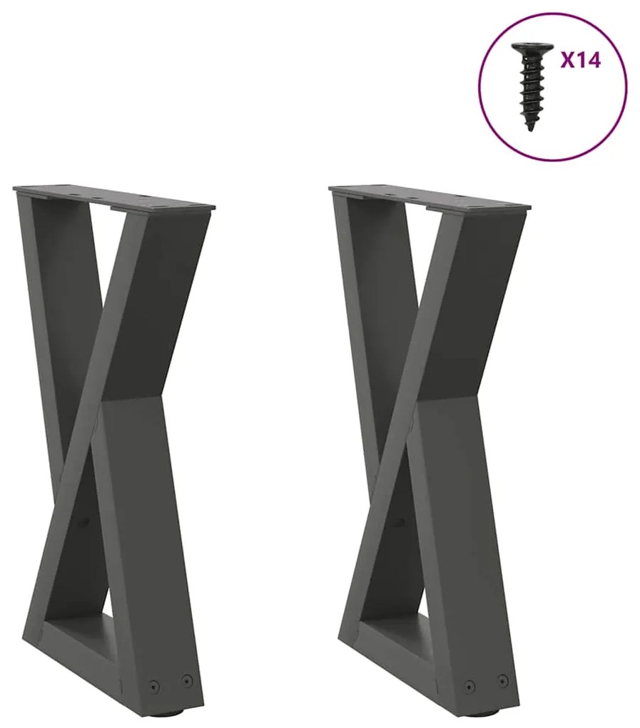 Πόδια Τραπεζιού Σαλονιού 2 τεμ. Ανθρακί 28x(42-43,3) εκ. Ατσάλι