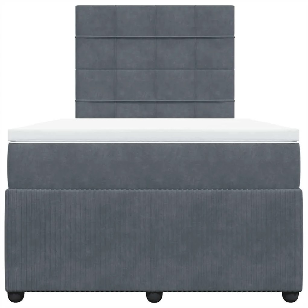 vidaXL Κρεβάτι Boxspring με Στρώμα Σκούρο Γκρι 120x190 εκ. Βελούδινο