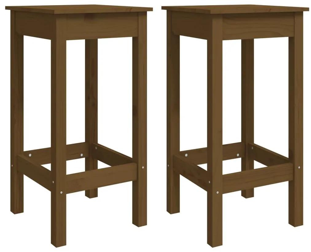 Καρέκλες Μπαρ 2 τεμ. Καφέ Μελί 40x40x78 εκ. Μασίφ Ξύλο Πεύκου - Καφέ
