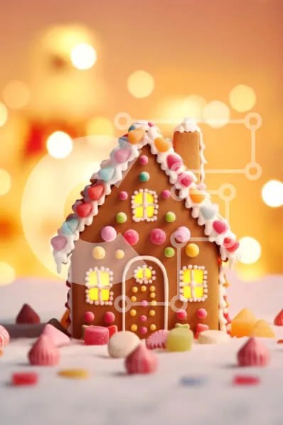 Intra Συλλεκτικό Ξύλινο Παζλ Plywood  4mm - Gingerbread House με πολύχρωμες διακοσμήσεις Σε Ξύλινο Κουτί - Διαστάσεις: 10x10 cm – 25 κομμάτια