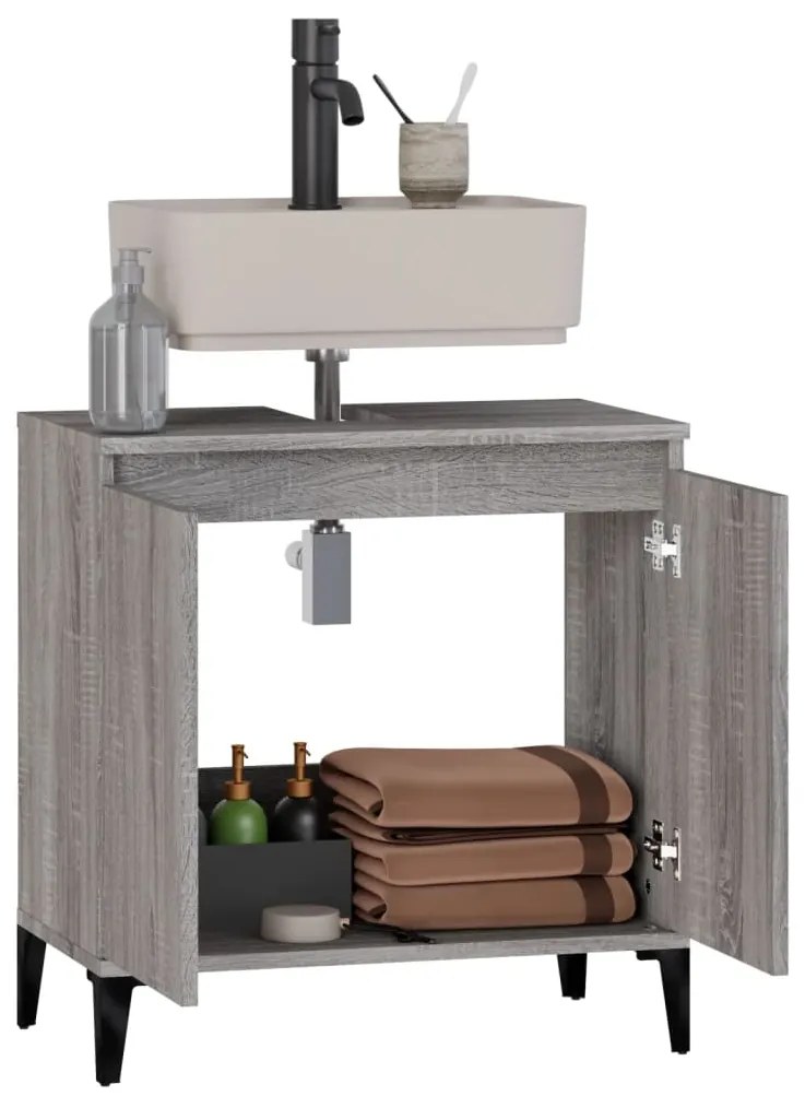 vidaXL Ντουλάπι Νιπτήρα Grey Sonoma 58 x 33 x 60 εκ. Επεξεργ. Ξύλο