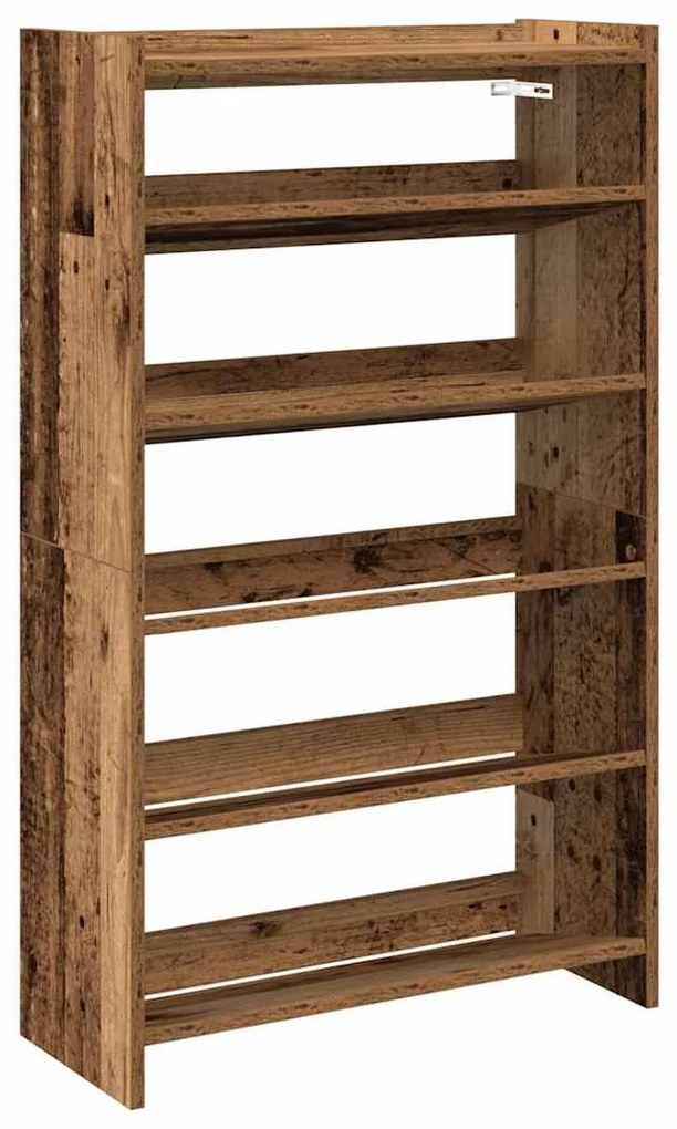 Ράφι παπουτσιών Παλιό ξύλο 60x25x100 cm Κατασκευασμένο ξύλο - Καφέ
