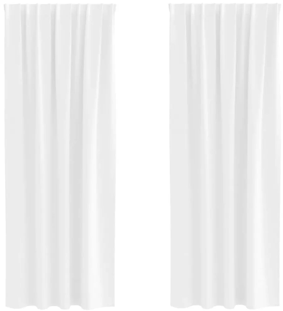 vidaXL Κουρτίνες Μαύρης Ύφανσης με Δαχτυλίδια 2 pcs Λευκό φωτεινό