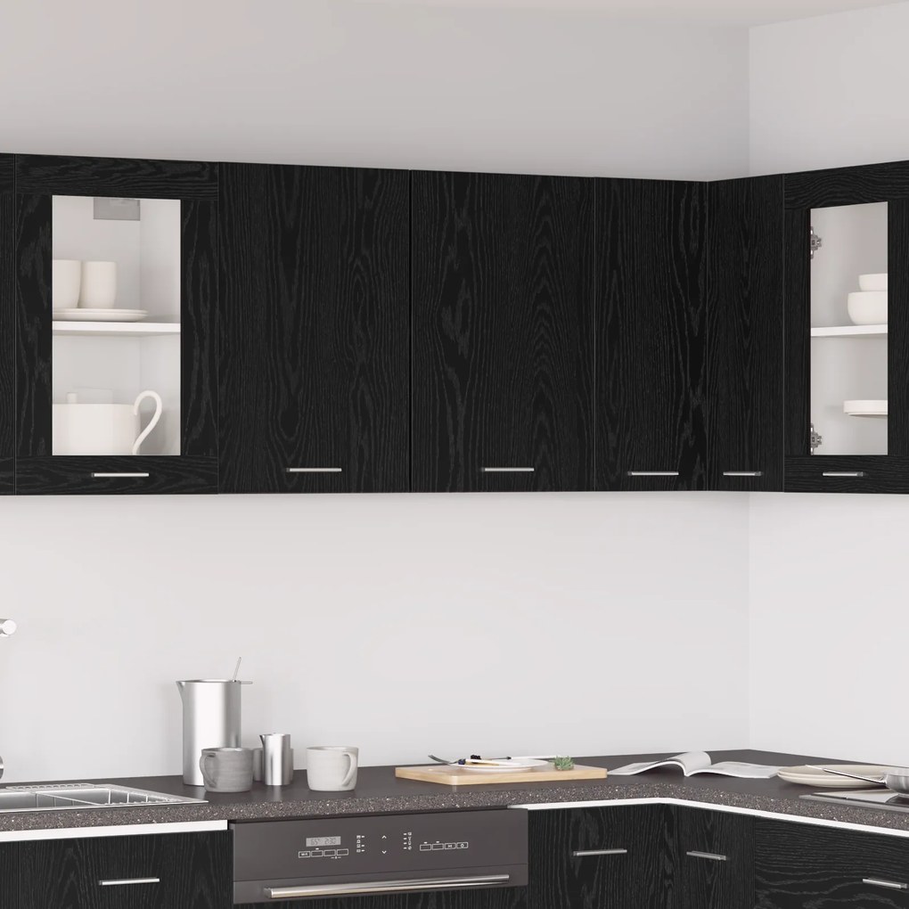 vidaXL Μαύρη Κρεμαστή Ραφιέρα - 80x31x60 εκ - Από Επεξεργασμένο Ξύλο