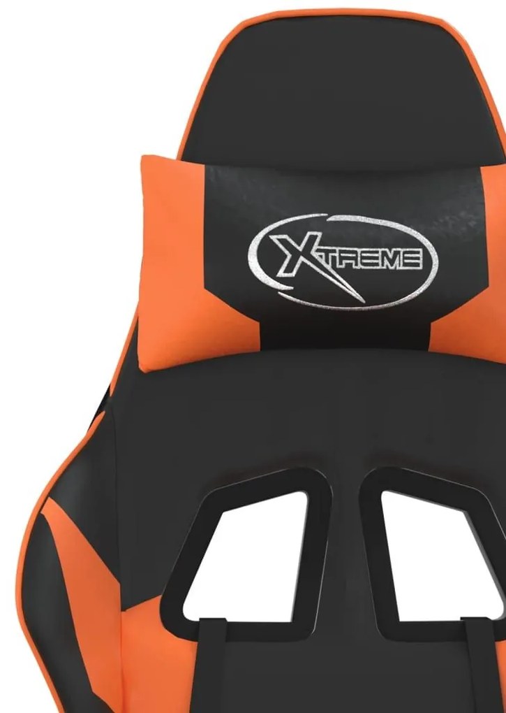 Καρέκλα Gaming Μασάζ Μαύρο/πορτοκαλί από Συνθετικό Δέρμα - Πορτοκαλί