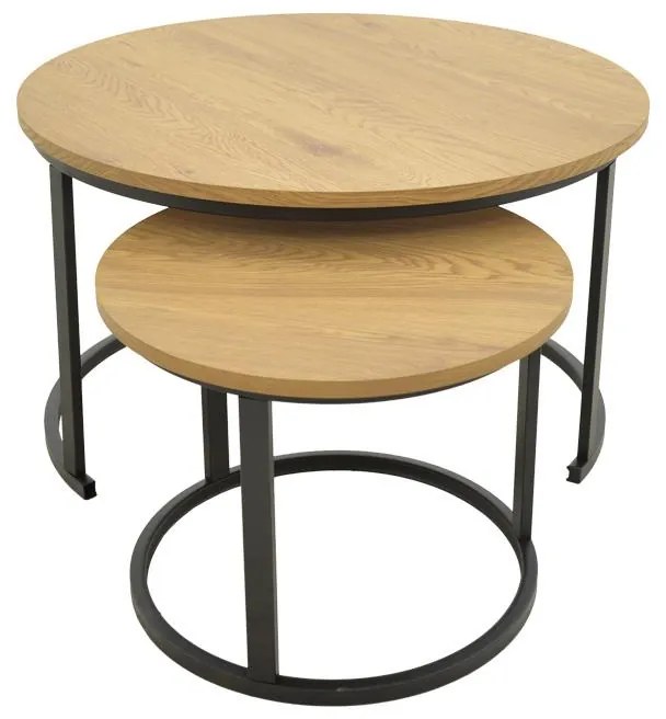 Τραπεζάκι Σαλονιού Revelon σετ 2 τεμ MDF σε Oak χρώμα 80x80x45εκ. 80x80x45 εκ.