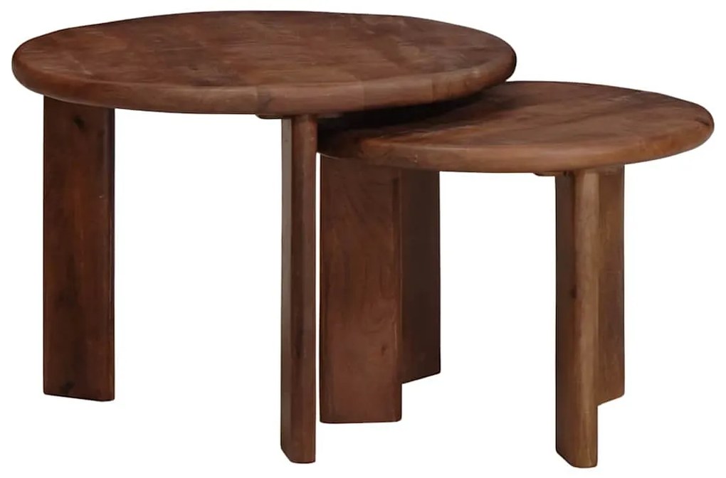 Τραπεζάκια Καφέ Στερεών 2 pcs Σκούρο Καφέ Στερεό ξύλο μάνγκο