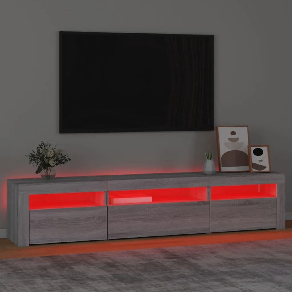 Έπιπλο Τηλεόρασης με LED Γκρι Sonoma 195x35x40 εκ. - Γκρι