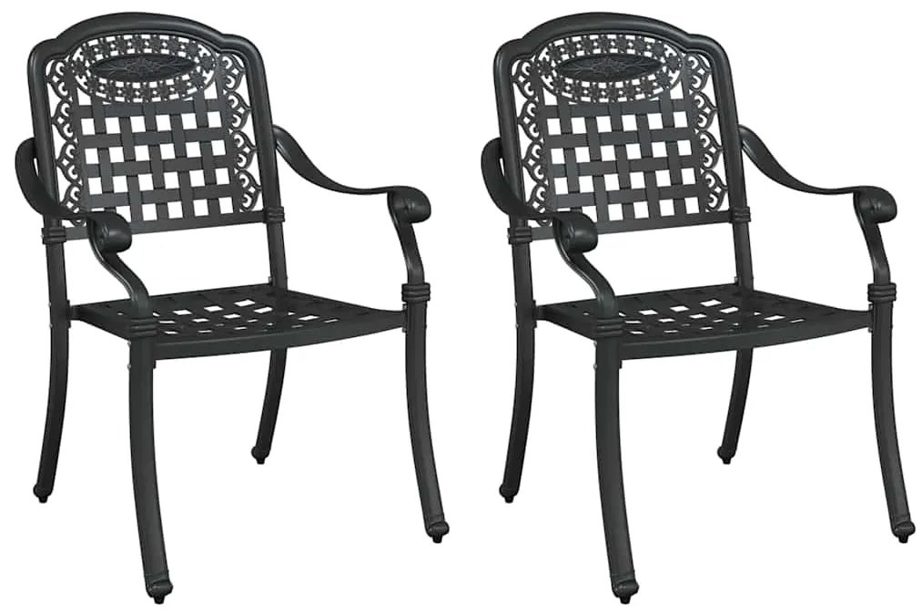 vidaXL Καρέκλα Κήπου 2 pcs Μαύρο 55 x 56.5 x 91εκ Αλουμίνιο