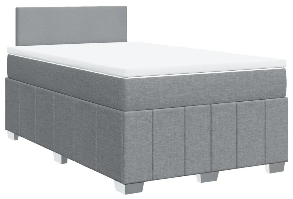 vidaXL Κρεβάτι Boxspring με Στρώμα Ανοιχτό Γκρι 120x200 εκ. Υφασμάτινο