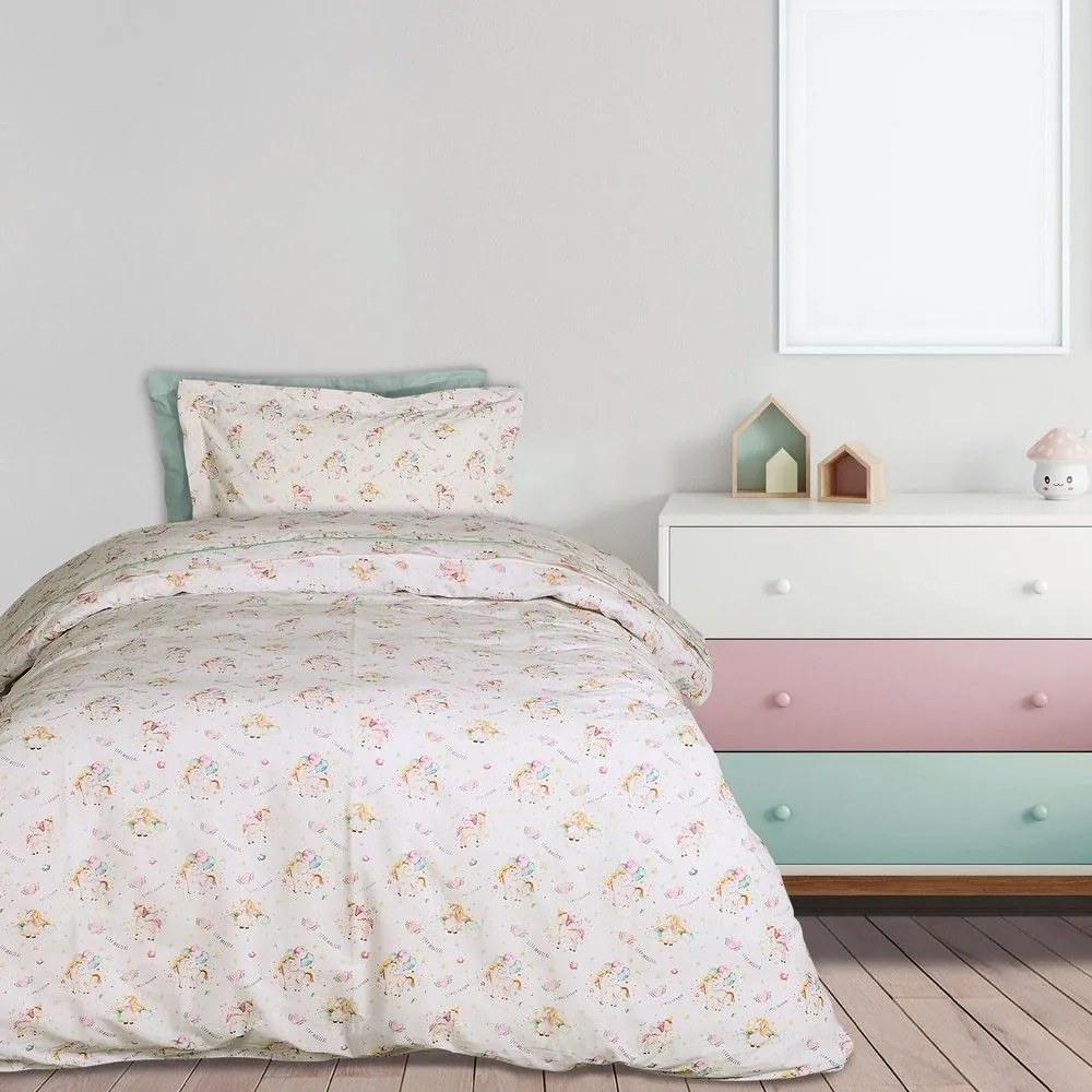 Σεντόνια Παιδικά 4919 (Σετ 3τμχ) White-Pink-Mint Das Home Single 170x240cm 100% Βαμβάκι