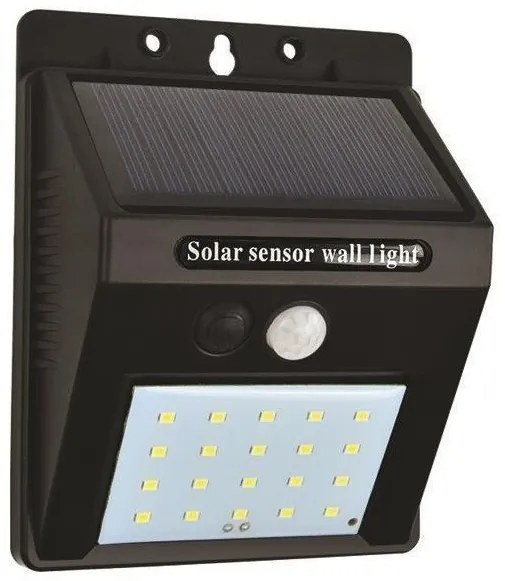 Απλίκα με Ηλιακό Panel &amp; ΑνιχΚίνησης 6500Κ ABS Μαύρο 145-20810 Eurolamp-145-20810-Μαύρο 145-20810