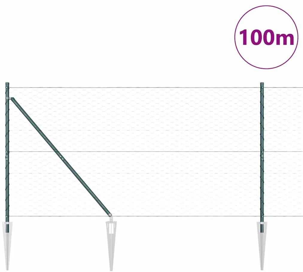 vidaXL Εξαγωνικός Φράκτης Πράσινος 1,4x100μ Με Ατσάλι