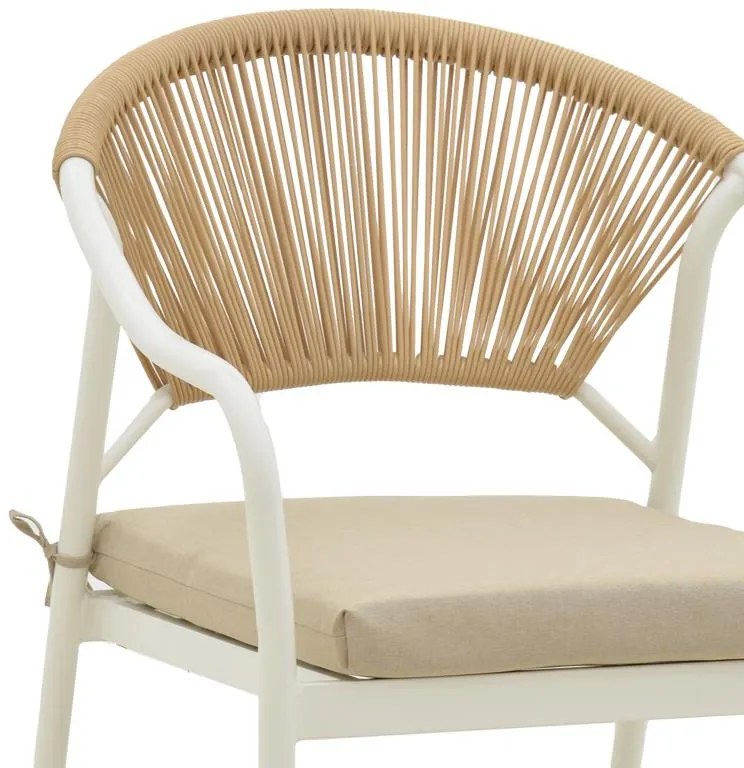 Καρέκλα - Πολυθρόνα Jerqui wicker rattan φυσικό-μεταλλικό εκρού πόδι-μπεζ μαξιλάρι 60x64x78 εκ. 60x64x78 εκ.