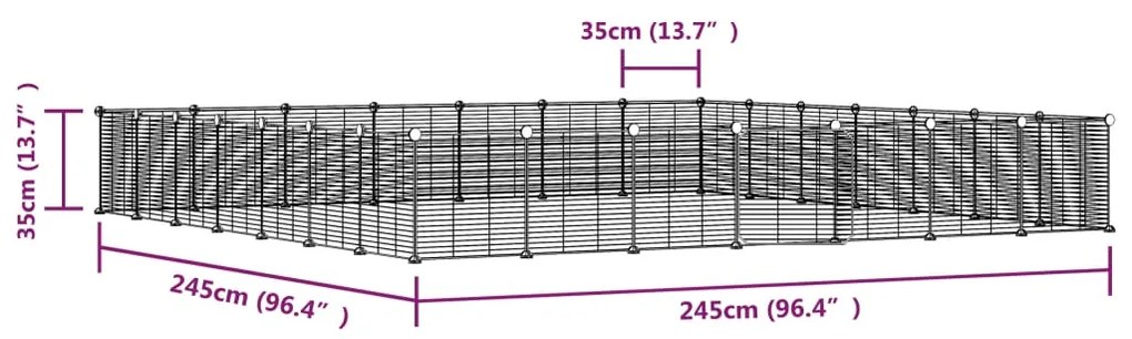 vidaXL Κλουβί Κατοικίδιων με 28 Πάνελ + Πόρτα Μαύρο 35 x 35εκ Ατσάλινο