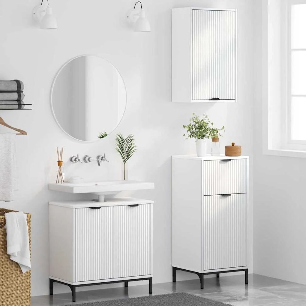 vidaXL Σετ Επίπλων Μπάνιου με συρτάρι 3 pcs Λευκό 39.5 x 36 x 88 εκ