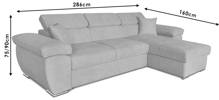 Γωνιακός καναπές-κρεβάτι αναστρέψιμος Comy pakoworld γκρι 286x160x75-90εκ - Ύφασμα - 166-000008