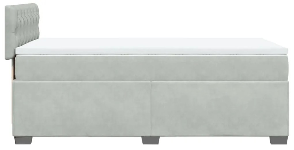 vidaXL Κρεβάτι Boxspring με Στρώμα Ανοιχτό Γκρι 80x200 εκ. Βελούδινο