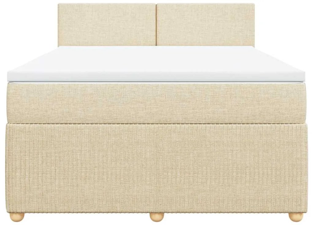 vidaXL Κρεβάτι Boxspring με Στρώμα Κρεμ 140x200 εκ. Υφασμάτινο