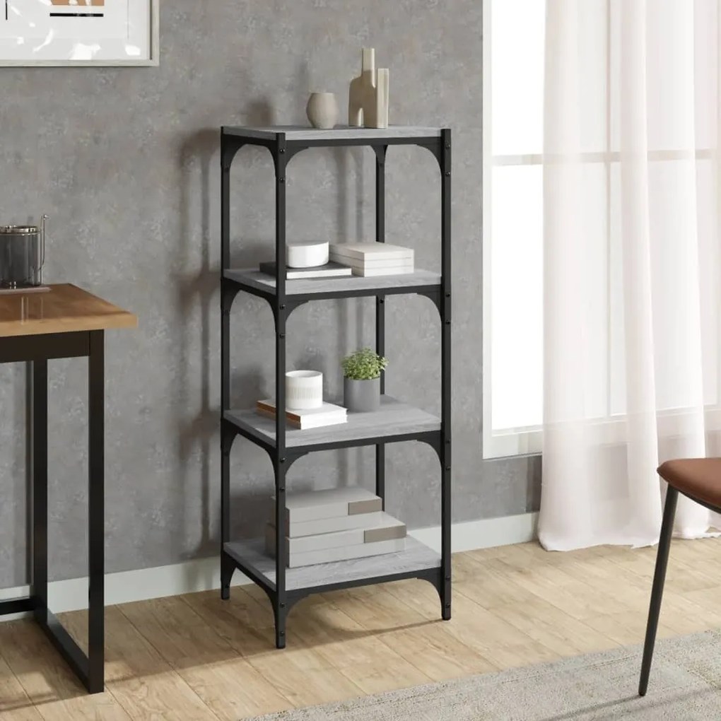 vidaXL Βιβλιοθήκη Γκρι Sonoma 40 x 33 x 100 εκ. Επεξ. Ξύλο &amp; Ατσάλι