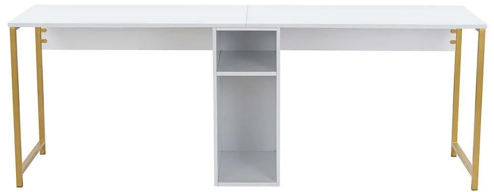 Γραφείο - Σταθμός Εργασίας 2 Θέσεων Twin 241NRD1105 240x60x74cm White-Gold