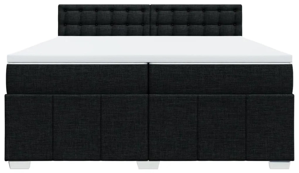 vidaXL Κρεβάτι Boxspring με Στρώμα Μαύρο 200x200 εκ. Υφασμάτινο