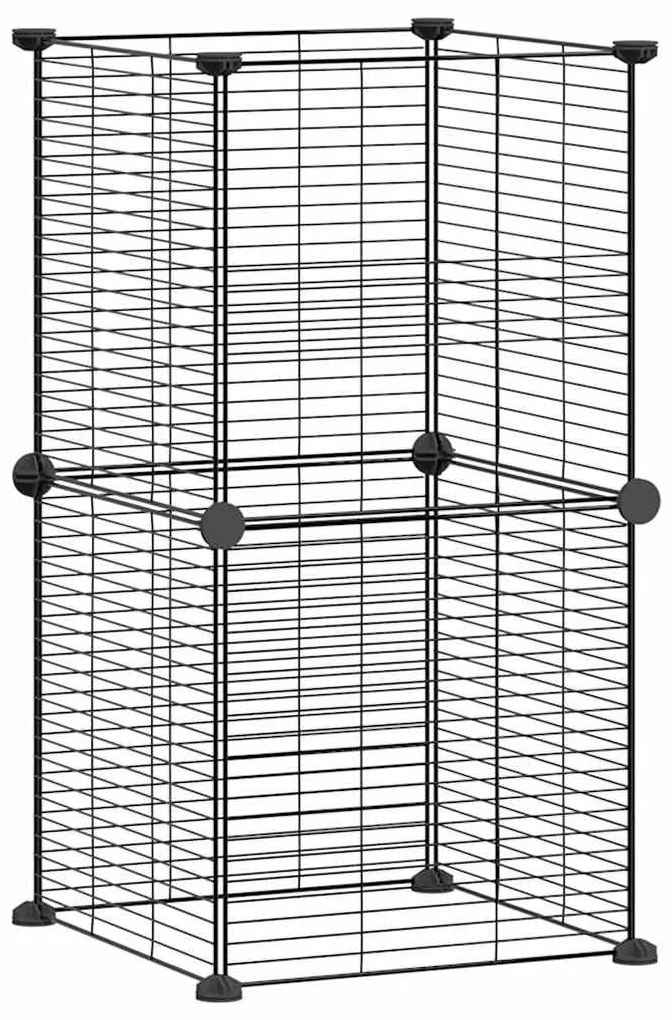 vidaXL Κλουβί για Κατοικίδια με 8 Πάνελ Μαύρο 35 x 35 εκ. Ατσάλινο