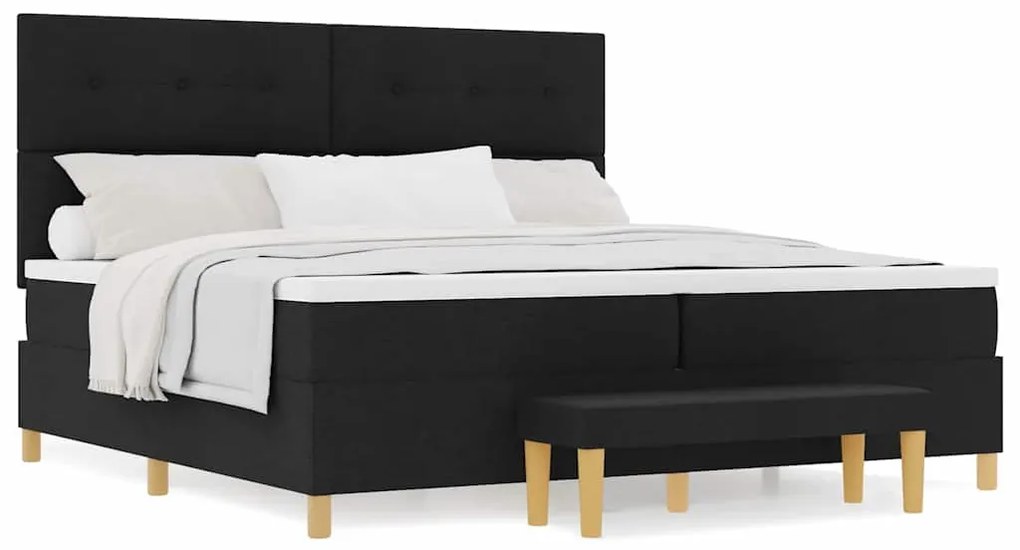 vidaXL Κρεβάτι με ελατήρια με στρώμα Μαύρο 200 x 200 cm ύφασμα