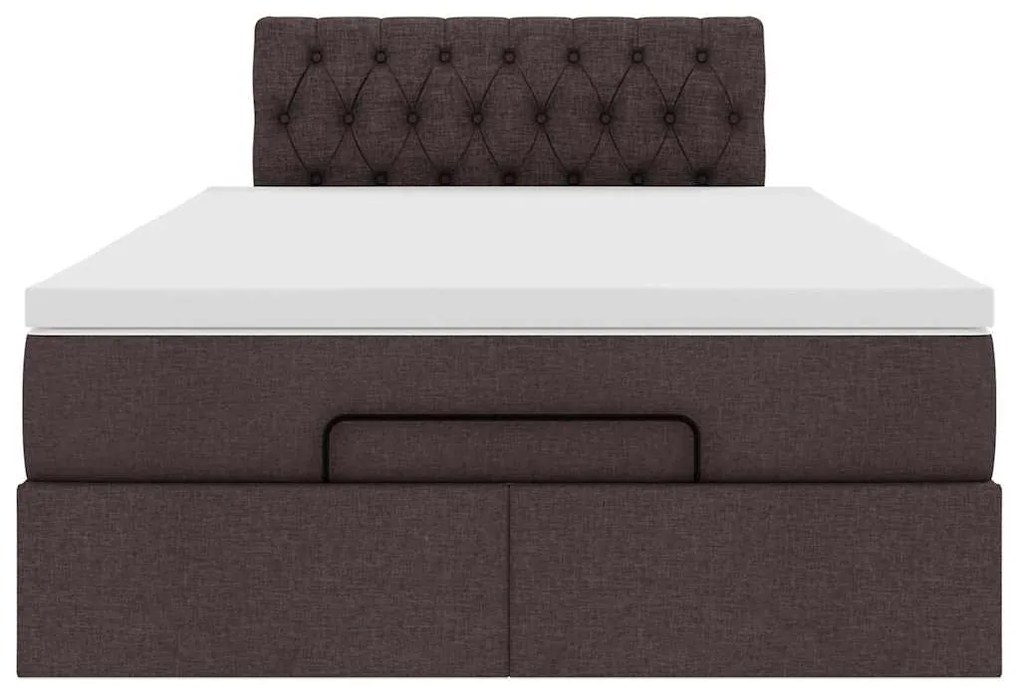 vidaXL Ottoman Κρεβάτι με Στρώμα Σκούρο Καφέ 120x200cm Ύφασμα