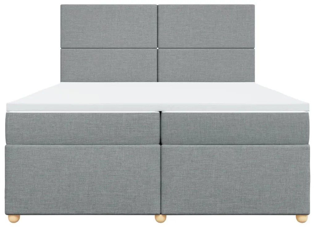 vidaXL Κρεβάτι Boxspring με Στρώμα Ανοιχτό Γκρι 200x200 εκ. Υφασμάτινο