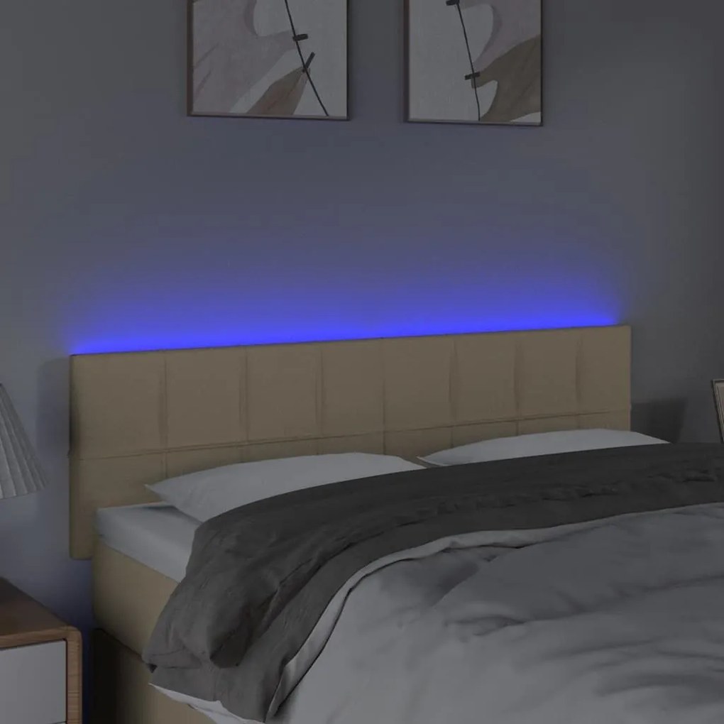 Κεφαλάρι Κρεβατιού LED Κρεμ 144x5x78/88 εκ. Υφασμάτινο - Κρεμ