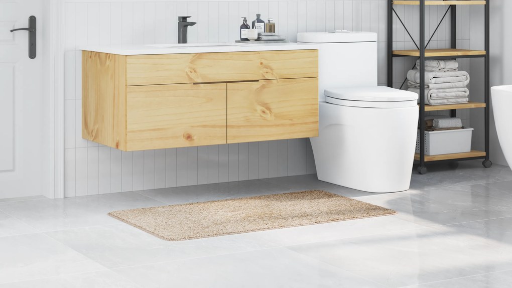 vidaXL Πατάκι Μπάνιου Ορθογώνιο Κρεμ 70x120 εκ. Πολυπροπυλένιο Αντιολισθητικό