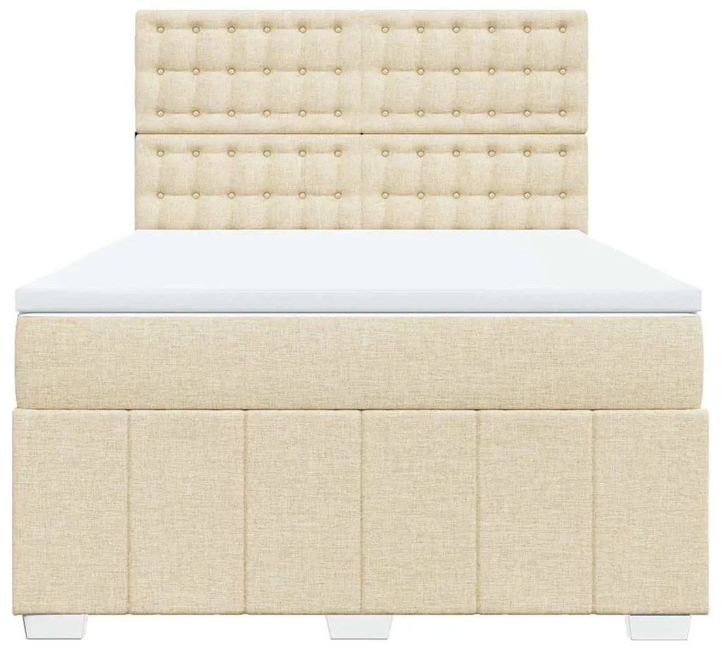 vidaXL Κρεβάτι Boxspring με Στρώμα Κρεμ 140x190 εκ. Υφασμάτινο