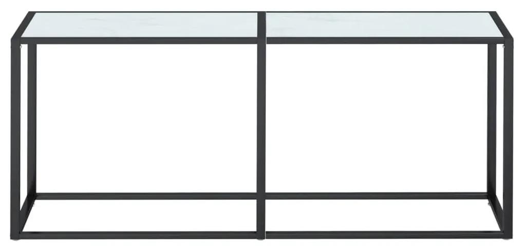 Τραπέζι Κονσόλα Λευκό Όψη Μαρμάρου 180x35x75,5 εκ. Ψημένο Γυαλί - Λευκό