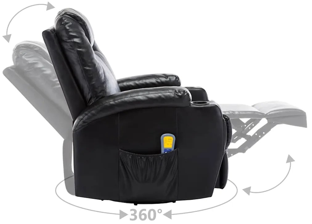 vidaXL Πολυθρόνα Μασάζ Ανακλινόμενη Μαύρη από Συνθετικό Δέρμα