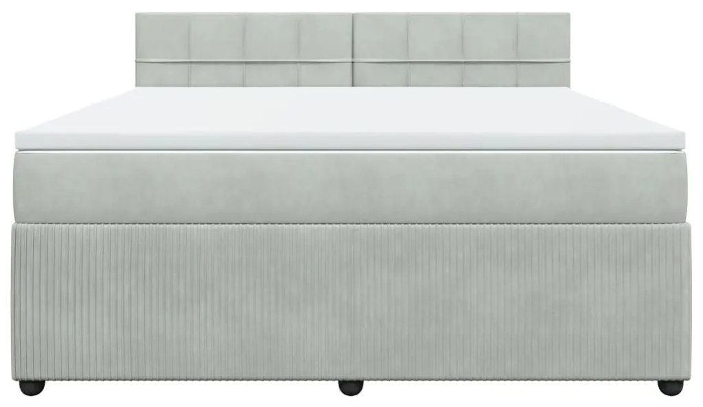 vidaXL Κρεβάτι Boxspring με Στρώμα Ανοιχτό Γκρι 180x200 εκ. Βελούδινο