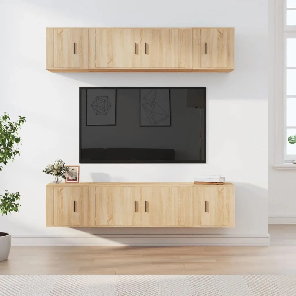 vidaXL Σετ Επίπλων Τηλεόρασης 6 Τεμαχίων Sonoma Δρυς Επεξ. Ξύλο